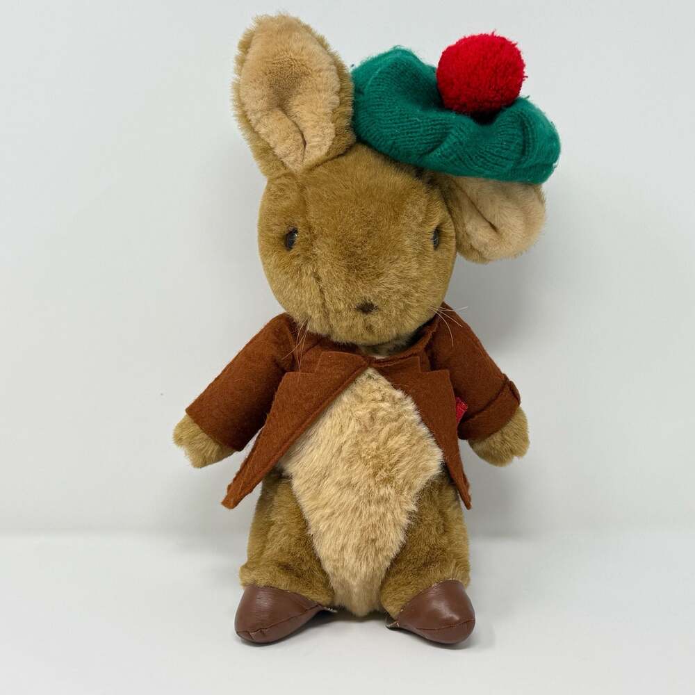 Vintage Eden Beatrix Potter Benjamin Bunny Plush with Green Beret and Leather Sh